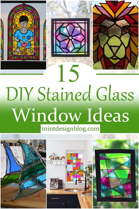 15 DIY Stained Glass Window Ideas For Home Decor - Mint Design Blog Leaded Glass Windows Repurposed, Painting A Window, Old Stain Glass Window Ideas, Old Window Stained Glass Ideas, Homemade Stain Glass Windows, How To Make A Stained Glass Window, Make Stained Glass Window, Stained Glass Windows Modern, Faux Stain Glass Windows Diy