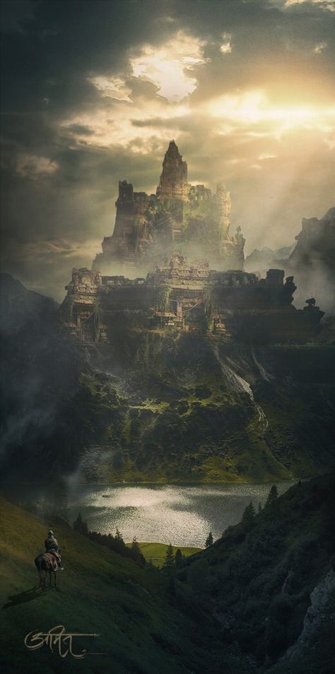 ArtStation - Return Of King, Amit Nitore Fanstay World, Dnd Art Landscape, Fantasy Kingdom Art, Fantasy World Landscapes, High Fantasy Art, Fantasy Traveler, Beaux Arts Architecture, Fantasy Landscape Art, Fantasy Artwork Landscape