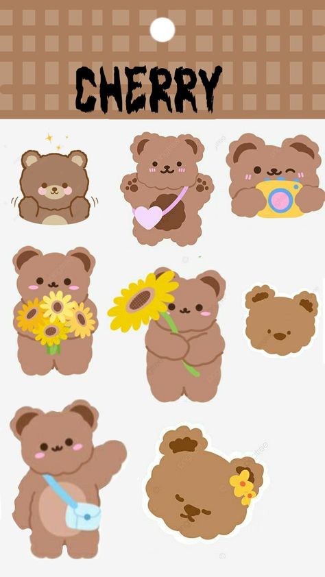 Follow for more Printable Korean Stickers, Korean Bear, Stickers Bear, Bear Printable, Korean Stickers, Cute Doodles, Printable Stickers, Follow For More, Doodles