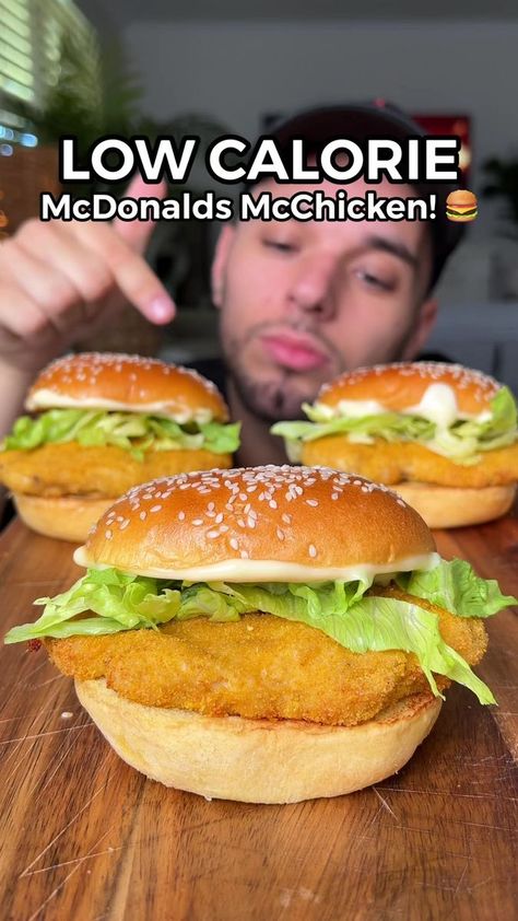 Easy & Healthy McChicken! 🍔 #mcdonalds #sandwich #burger #easymeals #chickenrecipes #lowcalorie #healthyrecipes #easyrecipe #highprotein #lowcaloriemeals #mealprep #healthyeating #easyrecipes #weightloss #fatloss #gymfood #foodie #highproteinmeals | Aussie Fitness | Aussie Fitness · Original audio Healthy Low Calorie, Healthy High Protein Meals, Easy Healthy Meal Prep, Food Videos Cooking, Recipes Dinner, High Protein Recipes, Low Calorie Recipes, Protein Foods, Interesting Food Recipes