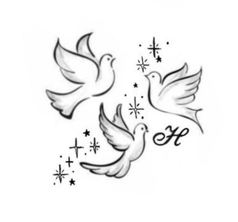 2 Dove Tattoo Design, 3 Doves Flying Tattoo, Two Dove Tattoo Design For Women, Dove And Cross Tattoo, Dove With Name Tattoo, Cross Heart Dove Tattoo, Annotation Ideas, Olive Tattoo, Spirit Drawing