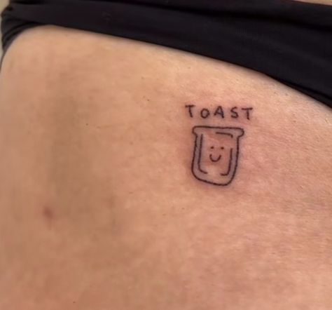 Avocado Toast Tattoo, Bread And Butter Tattoo, French Toast Tattoo, Burnt Toast Tattoo, Tea And Toast Tattoo, Toaster Tattoo, Breakfast Tattoo, Toast Tattoo, Hippie Doodles