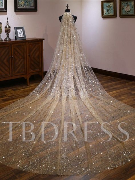 One-Layer Wedding Veil 2019 Sparkling Wedding Veils, Gold Veil, Ivory Bridal Veil, Ivory Wedding Veils, Long Veil Wedding, Cathedral Bridal Veils, Cathedral Wedding Veils, Flower Veil, Cathedral Wedding