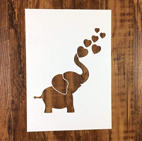 Fabric Painting Stencil Pattern, Elephant Stencil Templates, Cute Stencil Designs, Stencil Painting Ideas, Cute Stencils, Stencil Painting On Fabric, Simple Stencil Patterns, Easy Stencil Designs, Cool Stencil Designs