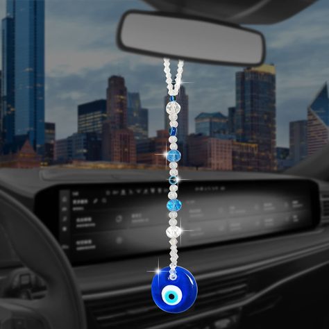 PRICES MAY VARY. 【Reliable material】this evil eye jewelry is made of glass,it is not easy to fade or deform, the clasp of this car interior hanging accessory is sturdy and durable,Matching with the evil eye jewelry gracefully creates a strong color impact, It meets your needs for long-term use and brings you different decorative effects. 【Evil Eye Car Hanging Ornament】you will get an evil eye car hanging ornament,The design of the evil eye flashes behind the rearview mirror together with transpa Beaded Car Accessories, Evil Eye Hanging Decor, Evil Eye Suncatcher, Car Mirror Decor, Blue Car Accessories, Car Mirror Decorations, Interior Environment, Car Hangers, Rear View Mirror Accessories