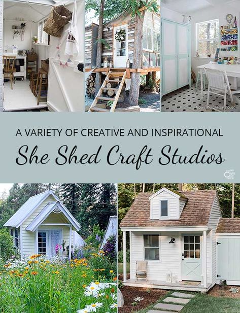 She Shed Ideas To Use As A Craft Studio – Rustic Crafts & Chic Decor She Shed Craft Organization Ideas, She Shed Bakery, She Shed Ideas Interior Craft Rooms, Small Work Space Ideas, Cheap She Shed Ideas, Craft Shed Interior, Craft Shed Interior Ideas, Art Studio Building, Crafting She Shed