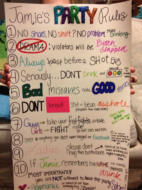 Party Rule Poster #21stbirthday #21st #birthday #wallpaper House Party Rules Poster, Party Rules Sign, Party Rules Poster Drinking, Party Rules Poster Funny, Party Ideas For Teenagers Drinking, Party Rules Poster, House Party Aesthetic Ideas, Birthday Rules, Kickback Party Ideas