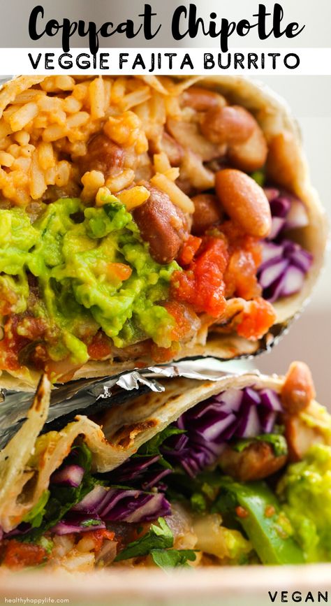 Fajita Burrito Recipe, Vegetarian Burritos, Fajita Burrito, Wfpb Vegan, Fajita Veggies, Copycat Chipotle, Vegan Taco, Vegan Sandwiches, Veggie Tacos