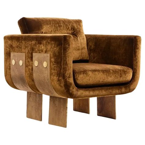 Plush Velvet Primal Statement Lounge Chair, Solid Cast Brass Legs by Egg Designs For Sale at 1stDibs Luxury Armchair, Furniture Craftsmanship, Daybed Bedding, Brutalist Design, Brass Legs, Interior Minimalista, Mid Century Modern Interiors, Ottoman Sofa, Egg Designs