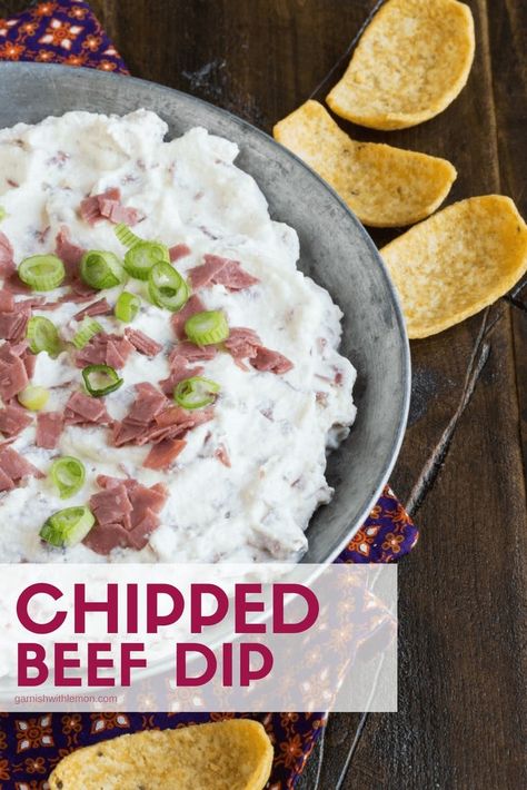 There's a reason this Chipped Beef Dip Recipe always disappears! Classic recipes never go out of style! #dips #appetizers #partyfood #easyentertaining Beef Dip Recipe, Chipped Beef Dip, Chip Dips, Dips Appetizers, Dip Ideas, Beef Dip, Chips And Dip, Chipped Beef, Make Ahead Appetizers