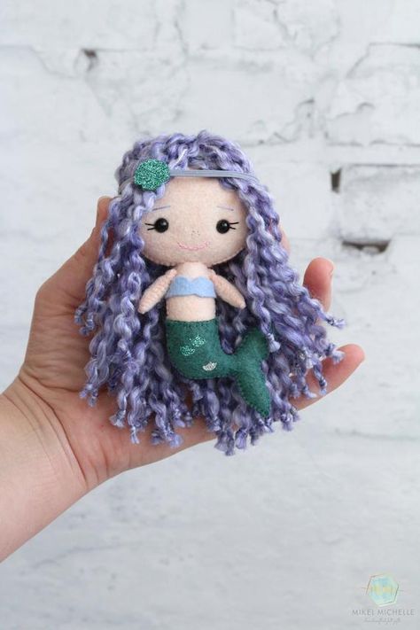 Mermaid Chibi, Chibi Mermaid, Mermaid Felt, Felt Mermaid, Doll Mermaid, Felt Doll Patterns, Mermaid Toys, Felt Yarn, Sock Dolls