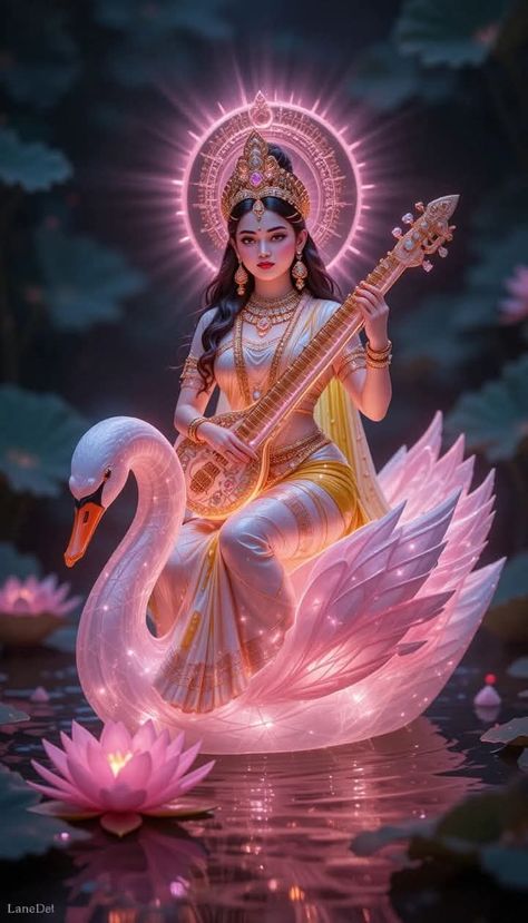 Saraswati Aesthetic, Jay Maa Saraswati, Mata Saraswati, Mahakali Maa, Laxmi Goddess Wallpapers, Maa Pictures, Saraswati Picture, Laxmi Goddess, Maa Shakti