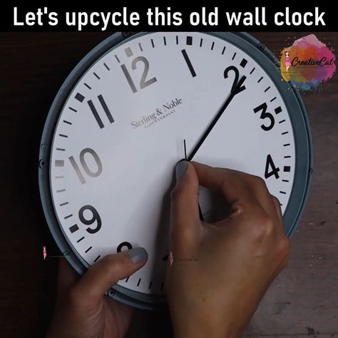 Let's upcycle this old wall clock | wall, clock | Let's upcycle this old wall clock | By CreativeCat Clock Upcycle Ideas, Old Clock Diy, Wall Clock Makeover, Old Wall Clock, Wall Clock Painting, Outdoor Wall Clocks, Wall Clock Light, Watch Diy, Clock Painting