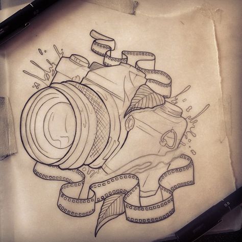 Camera Tattoo Ideas, Camera Outline, Camera Tattoo Design, Photographer Tattoo, Tattoo Designs Drawings, Camera Tattoos, Outline Tattoo, Camera Tattoo, Tattoo Photography