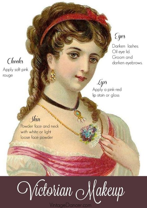 19th Century Makeup, 1800s Makeup, 1900's Makeup, Era Makeup, Victorian Makeup, Period Makeup, Vintage Makeup Vanities, Historical Makeup, Red Lip Stain