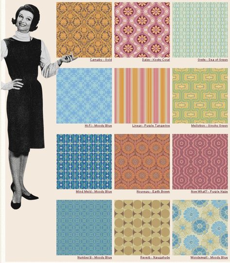 bradburymod Sims 4 Retro Wallpaper, Vintage Fabric Prints Retro Pattern, Vintage Wallpaper Patterns 1960s, Mid Century Mod Fabric, 60s Wallpaper, 60s Mod Fabric, 1950s Home Decor, Tin House, 1950s House