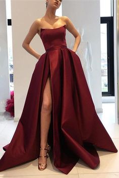 Split Prom Dresses, Navy Blue Prom Dresses, Strapless Prom Dresses, Prom Dresses With Pockets, Corset Dress Prom, Graduation Dresses, Burgundy Prom Dress, فستان سهرة, Beauty Dress