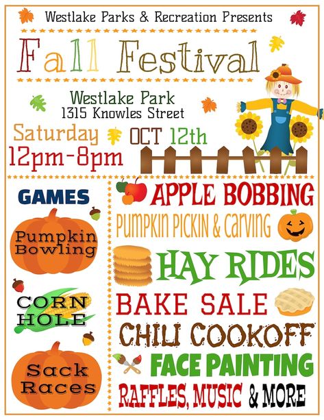 Pta Communication, Fall Festival Aesthetic, Church Fall Festival Ideas, Fall Festival Poster, Community Halloween Party, Fall Festival Flyer, Fall Festival Activities, Fall Festival Party, Fall Festival Decorations