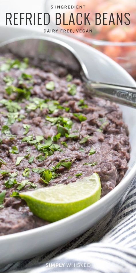 Refried Black Beans Recipe, Refries Black Beans Recipe, Homemade Refried Black Beans, Black Bean Recipe, Simply Whisked, Mexican Side Dish, Traditional Refried Beans, Refried Black Beans, Black Beans Recipe