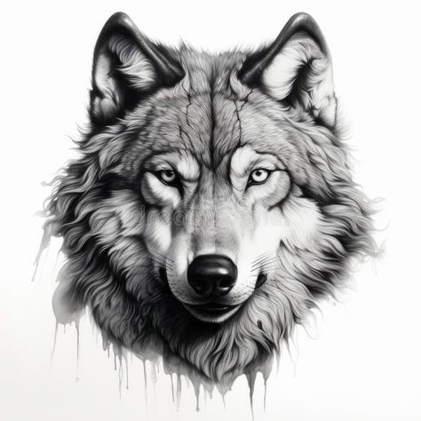 Wolf Black And White Drawing, Black Wolf Tattoo Design, Black And White Animal Tattoos, Wolf Ink Drawing, Black And White Wolf Tattoo, Wolf Design Tattoo, Wolf Art Tattoo, Wolf Head Tattoo Design, Wolf Tattoo Drawing