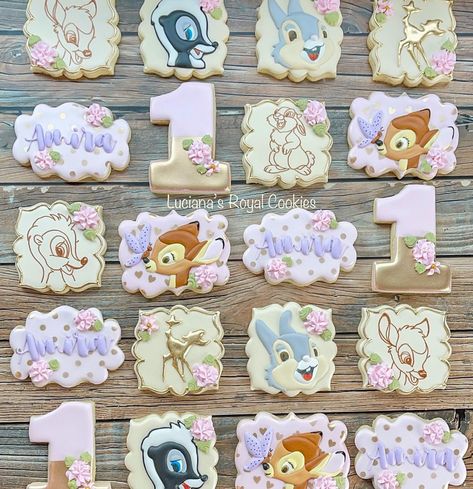 Bambi Cookies, Bambi Party Favors, Bambi Cookies Decorated, Bambi Baby Shower Ideas, 1st Birthday Bambi Theme, Bambi Cakes Girl, Bambi Party, Bambi 1, Bambi Birthday