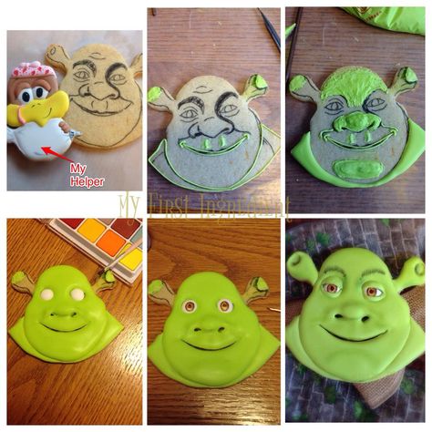 shrek | Cookie Connection Shrek Sugar Cookies, Shrek Clipart, Shrek Cookies, Black Bakery, Interesting Cookies, Shrek Birthday, Shrek Cake, Shrek Character, Cookie Decorating Icing