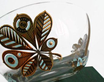 Georges Briard, Large Salad Bowl, Turquoise and Gold, Mid-Century Serving Bowl, Leaves and Butterflies Design Entertaining Dishes, Butterflies Design, Abstract Motif, Large Salad, Abstract Leaves, Georges Briard, Turquoise And Gold, Large Salad Bowl, Shades Of Turquoise