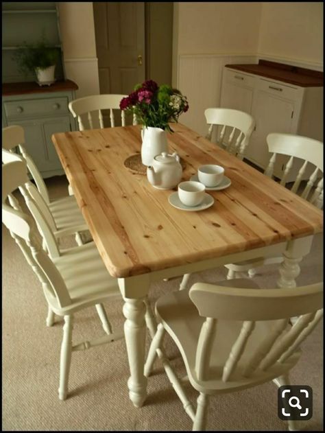 Pine Table And Chairs, Shabby Chic Dining Room, Shabby Chic Chairs, Chic Dining Room, Shabby Chic Dining, Shabby Chic Table, Shabby Chic Room, Shabby Chic Living, Shabby Chic Living Room