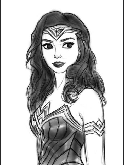 Wonder Woman Sketch, Women Drawings, Wonder Woman Drawing, Women Drawing, Woman Sketch, Wonder Women, Drawing Websites, Happy Drawing, Sketches Easy