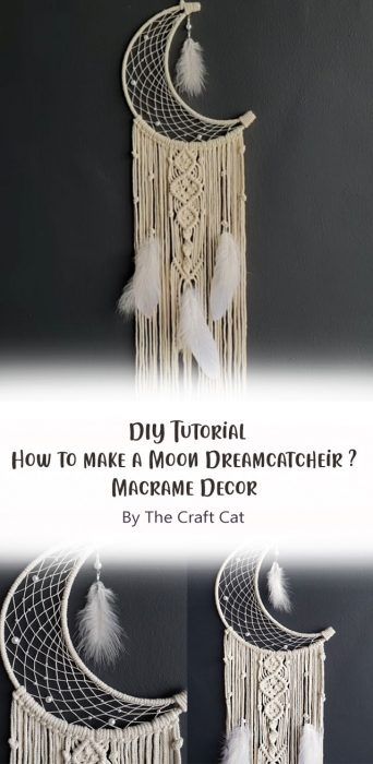 Moon Dreamcatcher Free Macrame Tutorial - Carolinamontoni.com Rope Dream Catcher, Macrame Dream Catcher Pattern, Moon Macrame Diy, Macrame Dream Catcher Diy Tutorials, Moon Shaped Dream Catcher, Macrame Dream Catcher Diy, Macrame Moon Dream Catcher, Dream Catcher Bedroom, Dreamcatcher Macrame