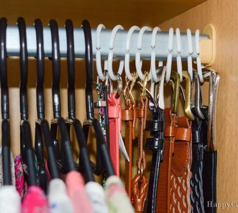 16 Easy Closet Storage Ideas and Organizing Hacks | Hometalk Power Tool Storage Ideas, Diy Curtain Rings, Easy Closet Storage, Tool Storage Ideas, Power Tool Storage, Belt Storage, Shower Rings, Closet Organization Diy, Wall Closet