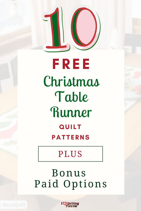 Top 10 Free Christmas Table Runner Quilt Patterns (+11 Bonus Patterns For Sale) Free Christmas Table Runner Quilt Patterns, Christmas Table Runners Diy, Christmas Table Runner Quilt Patterns, Christmas Table Runners Patterns Free, Modern Table Runners Quilted, Table Runner Quilt Patterns, Modern Christmas Quilt, Holiday Quilt Patterns, Christmas Table Runners