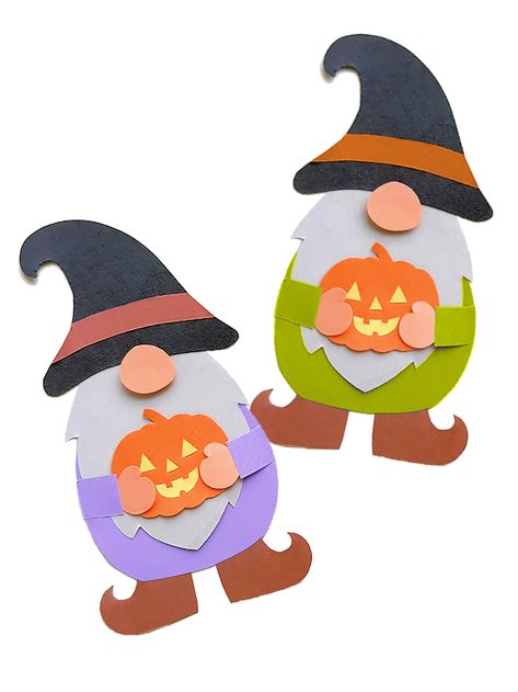 Halloween Crafts Construction Paper, Fall Gnome Crafts For Kids, Halloween Paper Crafts Free Printable, Free Printable Halloween Crafts, Gnome Template Free Printable, Construction Paper Halloween Crafts, Halloween Gnomes Diy, Paper Halloween Crafts, Paper Gnomes