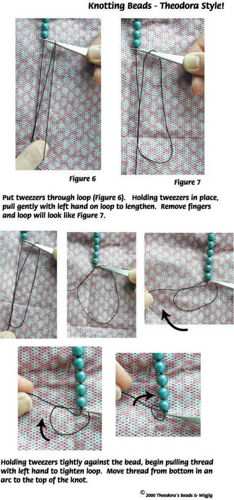 Bead Stringing Knotting jewelry making techniques made with WigJig tools and jewelry supplies. Making Pins, Making Necklaces, Beaded Beads, Jewerly Making, Jewelry Knots, Jewelry Techniques, Jewelry Making Tutorials, Bead Stringing, Diy Schmuck