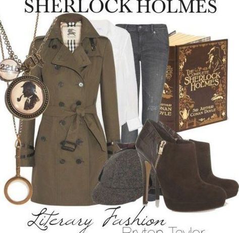 Sherlock Inspired Outfits, Clothes Outline, Sherlock Fashion, Sherlock Outfit, Sherlock Holmes Costume, Literary Costumes, Library Fashion, Deerstalker Hat, Detective Outfit