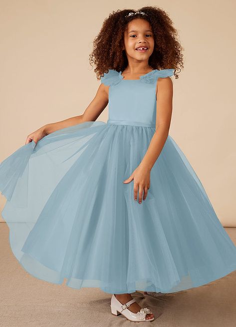 Dusty Blue Flower Girl, Sage Flower Girl Dress, Grey Flower Girl Dress, Gray Flower Girl, Blue Flower Girl, Flower Girl Dresses Blue, Grey And Coral, Tulle Flower Girl, Flower Girl Dresses Tulle