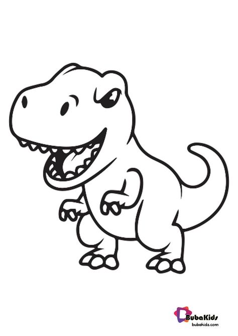 Kids Dinosaurs T-Rex Coloring Page Printable Free Collection of dinosaurs coloring pages for teenage printable that you can download and print. #Dinosaurs, #TRex Cartoon Dinosaur Drawing Easy, T Rex Coloring Page, Cute Trex Tattoo Ideas, Trex Dinosaur Drawing, Dinosaurs Drawing, T Rex Drawing, Dinosaur Coloring Sheets, Cute T Rex, Dinosaur Printables