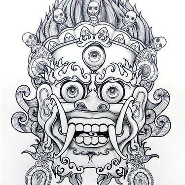 Chinese Lion Tattoo Design Chinese Demon Mask, Chinese Demon, Guardian Tattoo, Japanese Demon Tattoo, Art Inspired Tattoos, Earth Tattoo, Demon Mask, Chinese Dragon Tattoos, Dragon Face