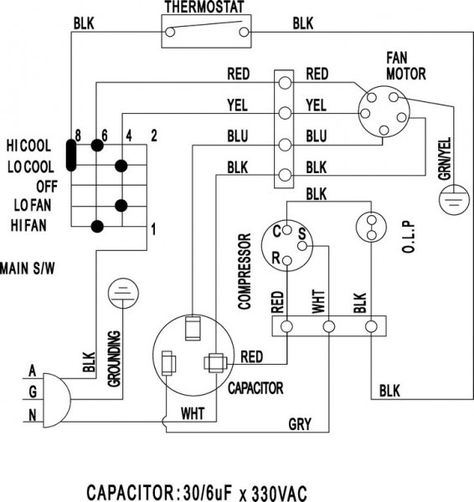 Air Conditioner Wiring Diagram Pdf Window Ac Csr Carrier Split Ac Capacitor, Ac Wiring, Window Ac, Hvac Air Conditioning, Car Wiring, Electrical Symbols, Home Electrical Wiring, Refrigeration And Air Conditioning, Thermostat Wiring