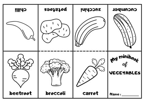 Preschool Vegetable Coloring Pages Vegetables Worksheets Preschool, Vegetable Lesson Plans For Preschool, Preschool Vegetable Activities, Vegetable Worksheets Preschool, Vegetables Worksheets For Kids, Vegetables Preschool, Mini Coloring Book, Vegetable Crafts, Vegetable Coloring Pages