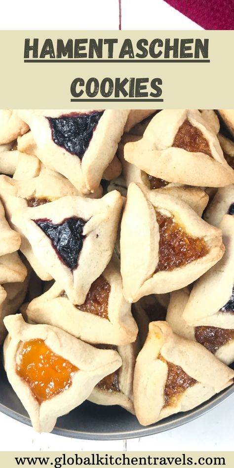 Hamentaschen Cookies although traditionally stuffed with apricot, poppy or prune can be filled with any of your favorite jam. #cookies #jewishrecipes #kosher #holidaycookies Lavender Jam, Traditional Cookies, Pumpkin Jam, Kosher Cooking, Cookies Homemade, Jam Cookies, Kosher Recipes, Cookie Calories, Jewish Recipes