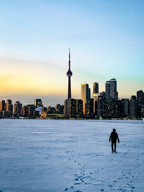 Toronto skyline view from islands #skyline #winter #torontoislands #canada #sunsets Toronto In Winter, Toronto Winter, Toronto Skyline, Toronto Island, Skyline View, Cn Tower, New York Skyline, Toronto, Tower