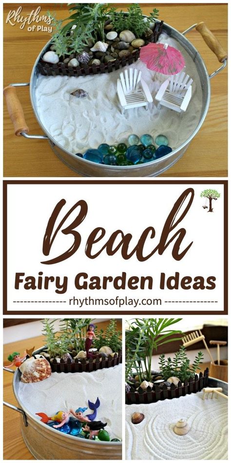 Beach Fairy Garden Ideas, Miniature Garden Design, Diy Miniature Garden, Miniature Garden Decor, Low Maintenance Garden Design, Beach Fairy Garden, Fairy Garden Ideas, Fairy Garden Designs, Fairy Garden Crafts