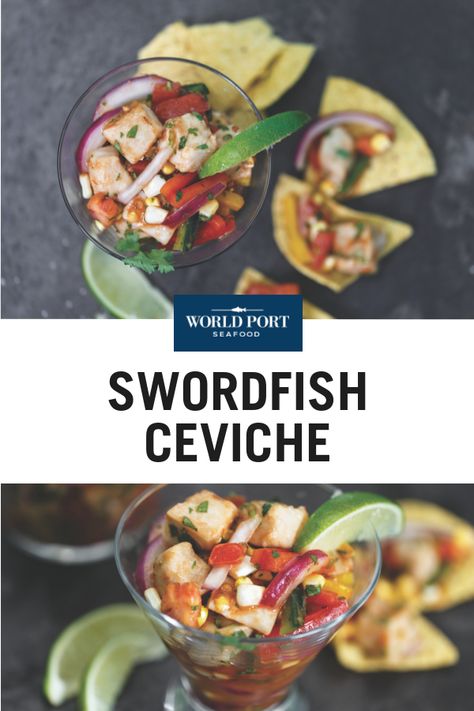 Swordfish Ceviche Swordfish Appetizer, Swordfish Ceviche, Veggies Ideas, Easy Veggies, Appetizers Seafood, American Appetizers, Seafood Appetizers Easy, South American Dishes, Swordfish Steak