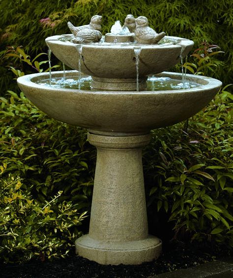 Buy Tranquillity Spill Fountain with Birds - 34" | Galbraiths inc. Environment Modeling, Garden Fountains Outdoor, Neoclassical House, Bird Fountain, Diy Water Fountain, Landscaping With Boulders, Bird Bath Fountain, Rustic Door, Bird Bath Garden