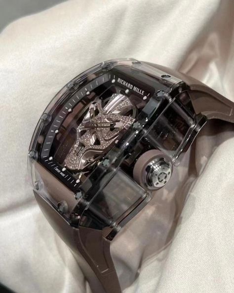 What a nice and gorgeous one, unique piece. Sapphire case with diamond skull dial. With a life time taking brown sapphire case Please follow us and visit our pages for more 🙏 Richard Mille Watches, Drip Fits, Diamond Skull, Fancy Watches, Diamond Watches For Men, Expensive Jewelry Luxury, Mens Fashion Wear, Expensive Watches, Richard Mille