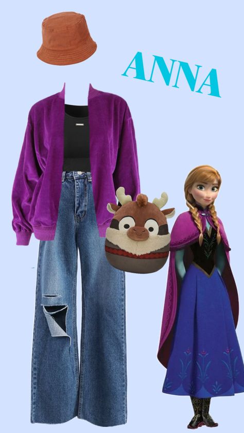 #anna Elsa Anna Disneybound, Princess Anna Inspired Outfit, Princess Everyday Outfits, Anna Outfits Frozen, Anna Diy Costume Women, Frozen Anna Outfit, Elsa And Anna Disneybound, Anna Frozen Outfit Ideas, Character Inspired Outfits Disney