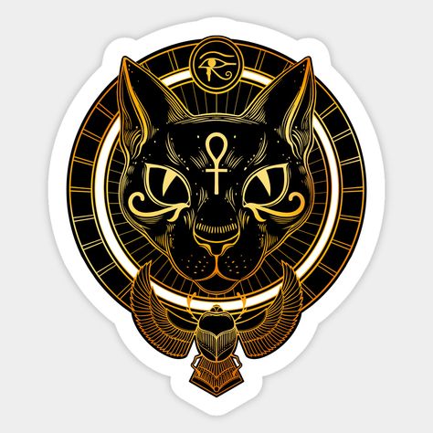 Bastet Symbol, Bast Goddess, Goddess Of Fire, Egyptian Goddess Art, Egyptian Cat Goddess, Goddess Bastet, Cat Goddess, Gold Tattoo, Egyptian Cat