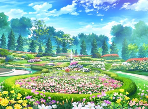 Castle Anime Background, Flower Ladder, Lawn Irrigation, Home Decor Diy Crafts, Anime Places, Episode Backgrounds, Beautiful Scenery Photography, Garden Illustration, Fantasy Background