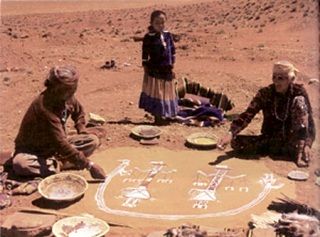 Photograph of Navajo healing ceremony. Navajo Code Talkers, Man In The Maze, Navajo Art, Native American Wisdom, Common Knowledge, Navajo Nation, Willow Bark, Sand Painting, Native American Peoples